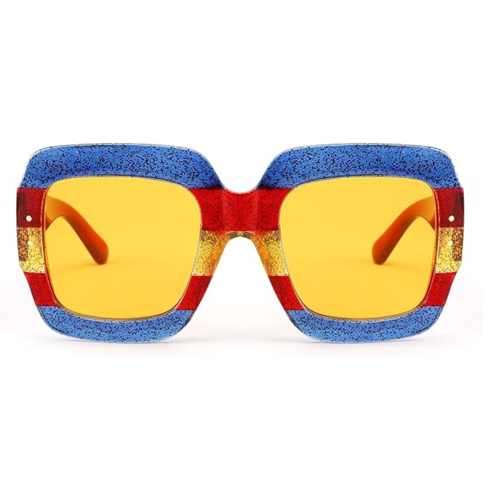 Oversized Square Retro Sunglasses Multicolor 70s Inspired